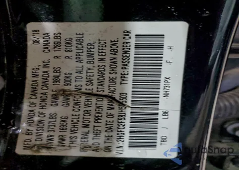 2018 Honda Civic Lx from USA, damaged, VIN 2HGFC2F58JH595503